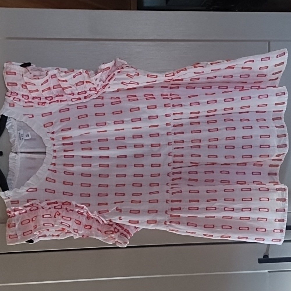 crown & ivy Womens White and Red Patterned Blouse